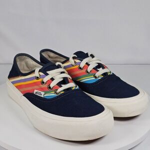 Vans Authentic Retro Rainbow Stripe Canvas Navy Low Top Sneakers Women's Size 6
